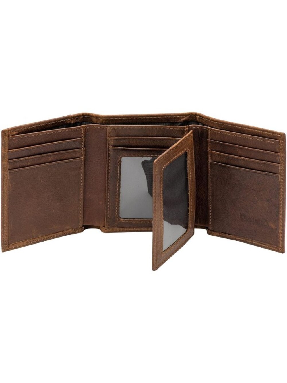 Genuine Leather Men's Trifold Wallet with RFID Blocking - Brown Leather Wallet
